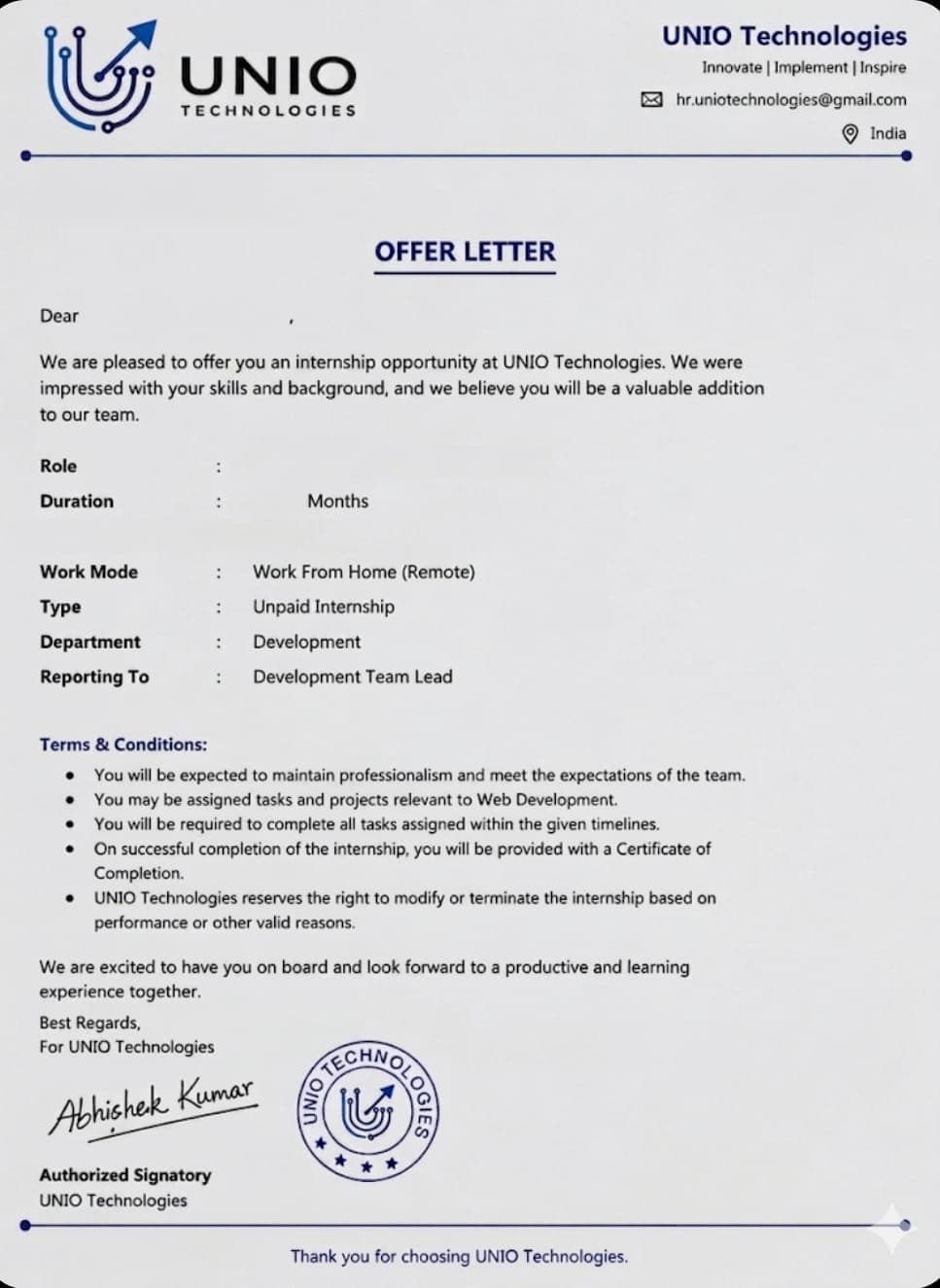 Offer Letter Preview